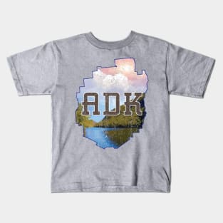 Distressed Adirondack River Scene Kids T-Shirt